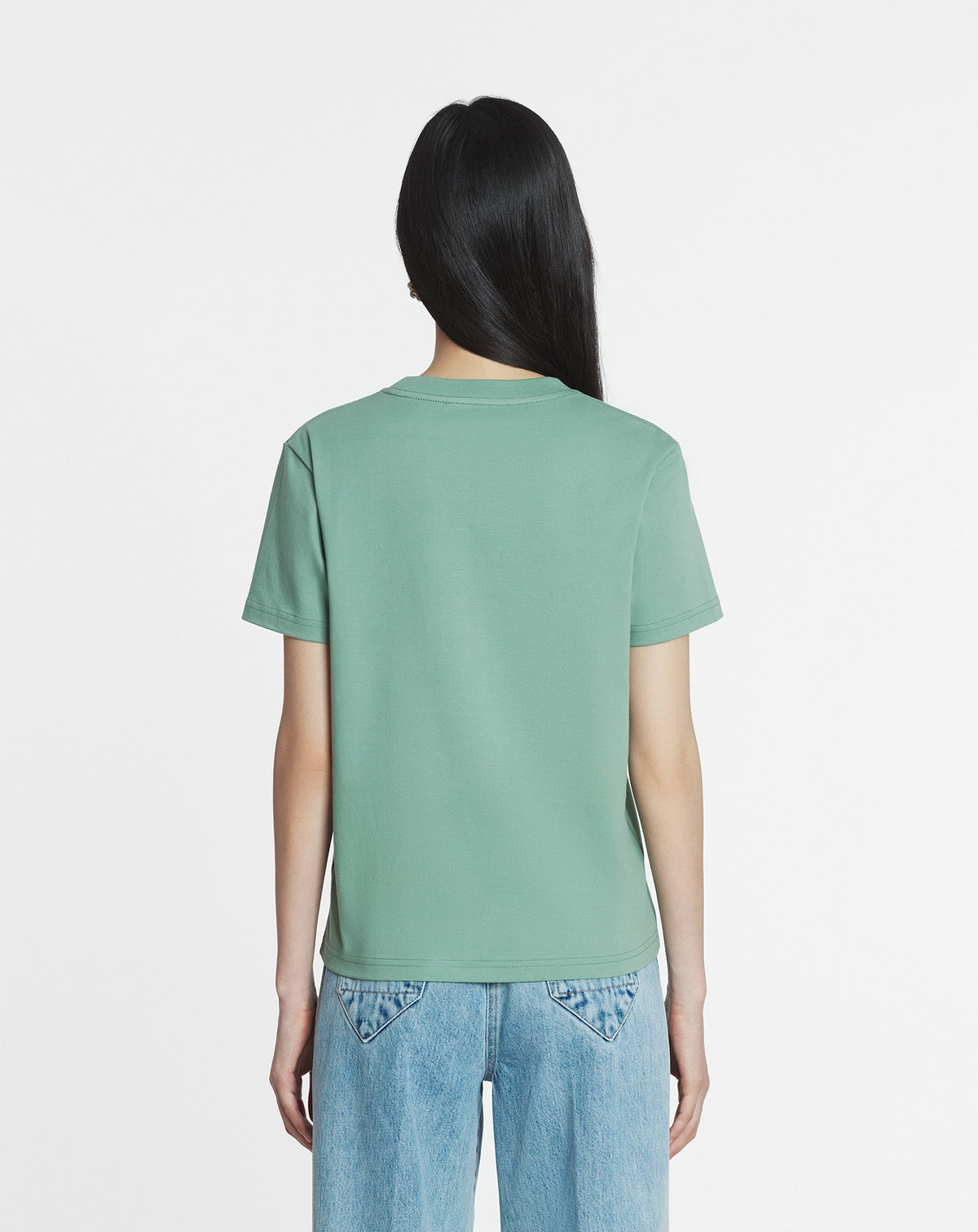 T-shirt logo manuscrit bouclette - Vert de gris