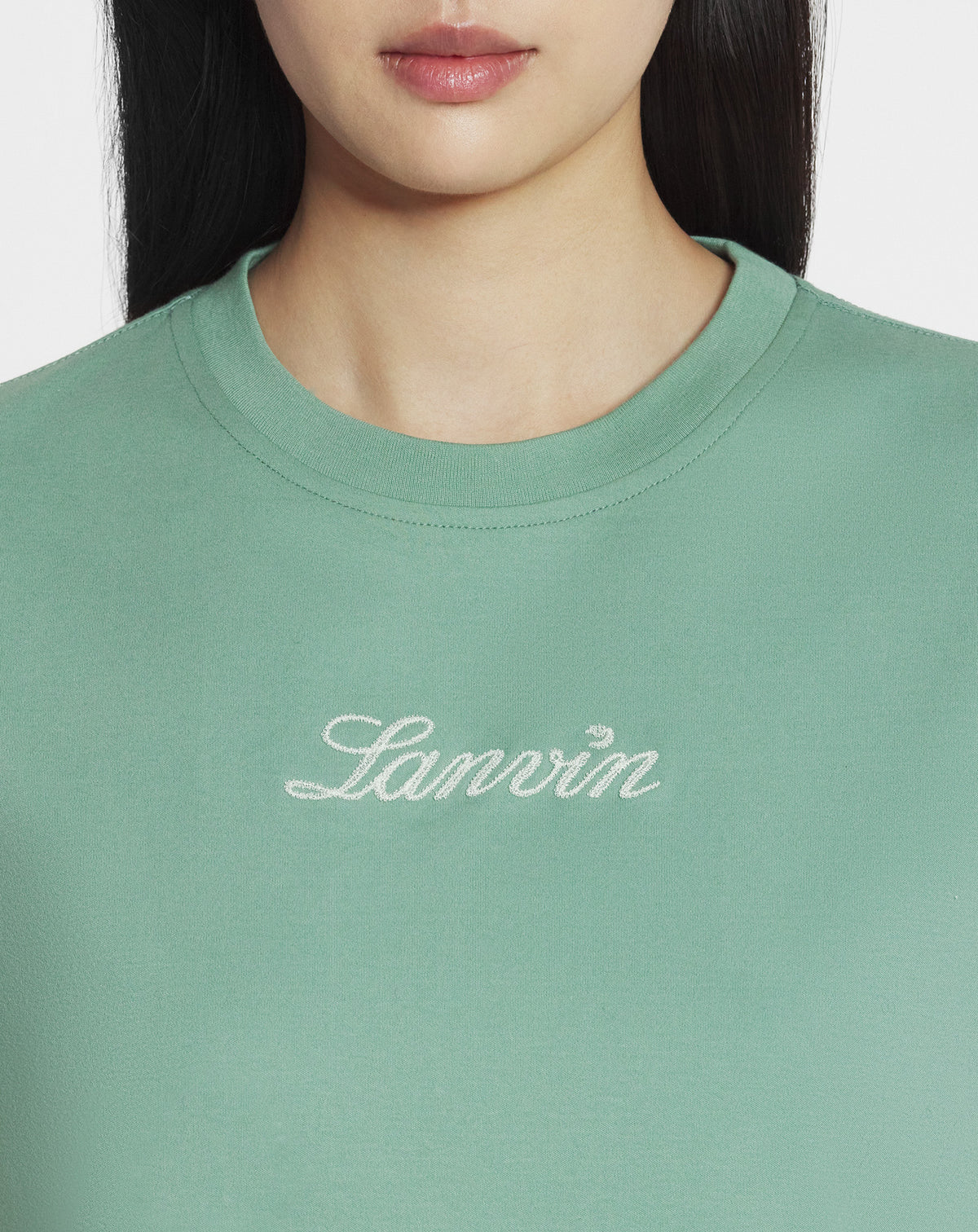 T-shirt logo manuscrit bouclette - Vert de gris