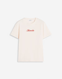 T-shirt logo manuscrit bouclette - Rose poudre