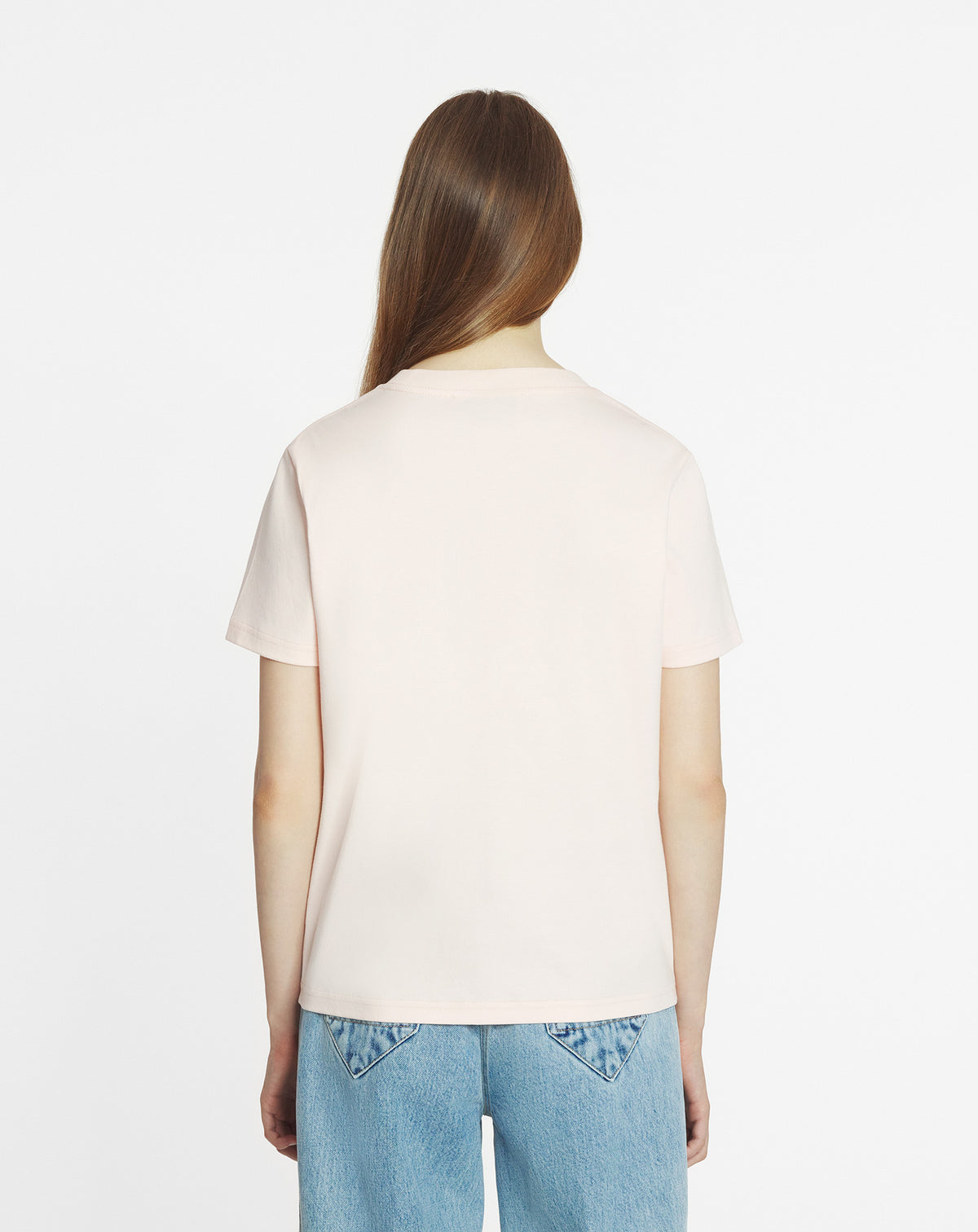 T-shirt logo manuscrit bouclette - Rose poudre
