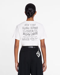 ZZNO STOCK WHITE MUSTANG PRINTED CROPPED TEE-SHIRT