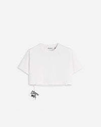 ZZNO STOCK WHITE MUSTANG PRINTED CROPPED TEE-SHIRT