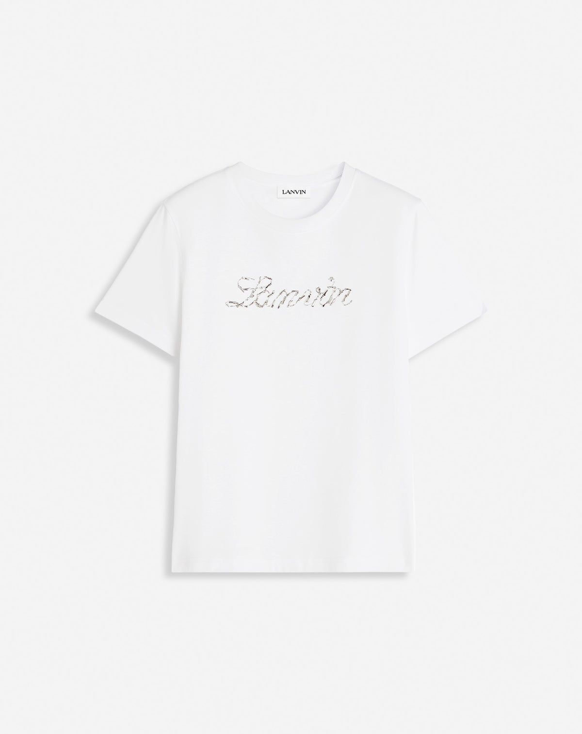 T-shirt logo manuscrit brodé - Blanc optique