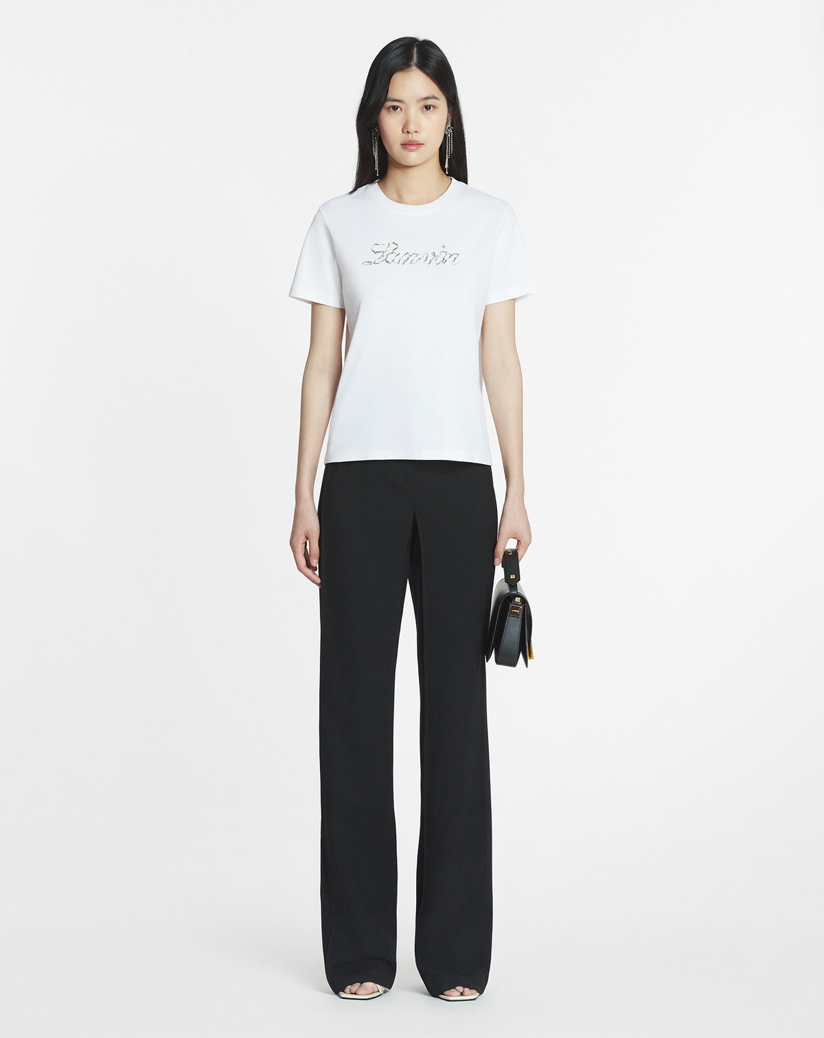 T-shirt logo manuscrit brodé - Blanc optique
