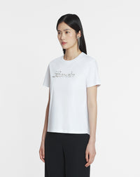 T-shirt logo manuscrit brodé - Blanc optique