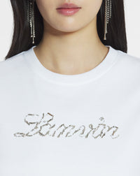 T-shirt logo manuscrit brodé - Blanc optique