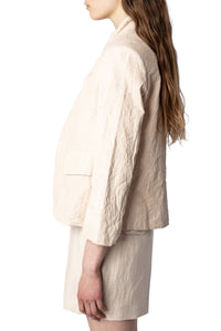 Blazer Verys en cuir froissé - Poudre