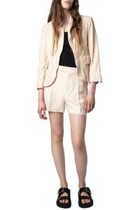 Blazer Verys en cuir froissé - Poudre