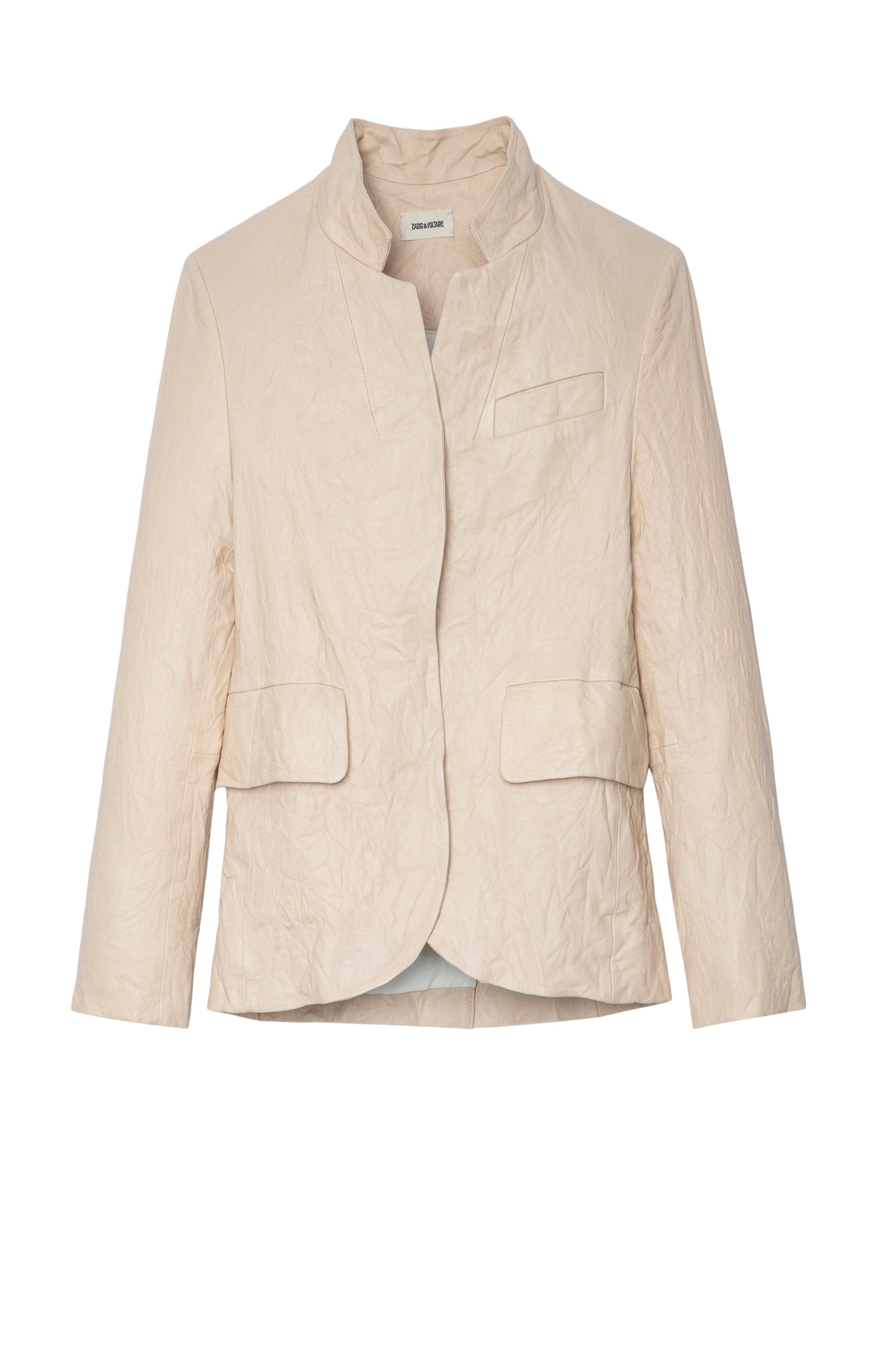 Blazer Verys en cuir froissé - Poudre