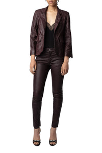 Blazer Verys en cuir froissé - Chocolate
