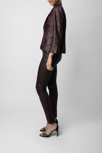 Blazer Verys en cuir froissé - Chocolate