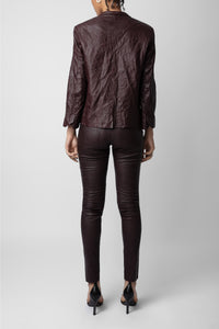 Blazer Verys en cuir froissé - Chocolate