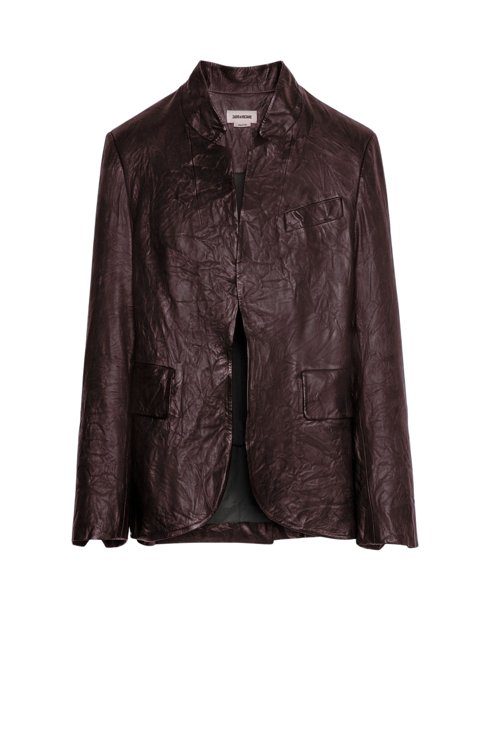 Blazer Verys en cuir froissé - Chocolate
