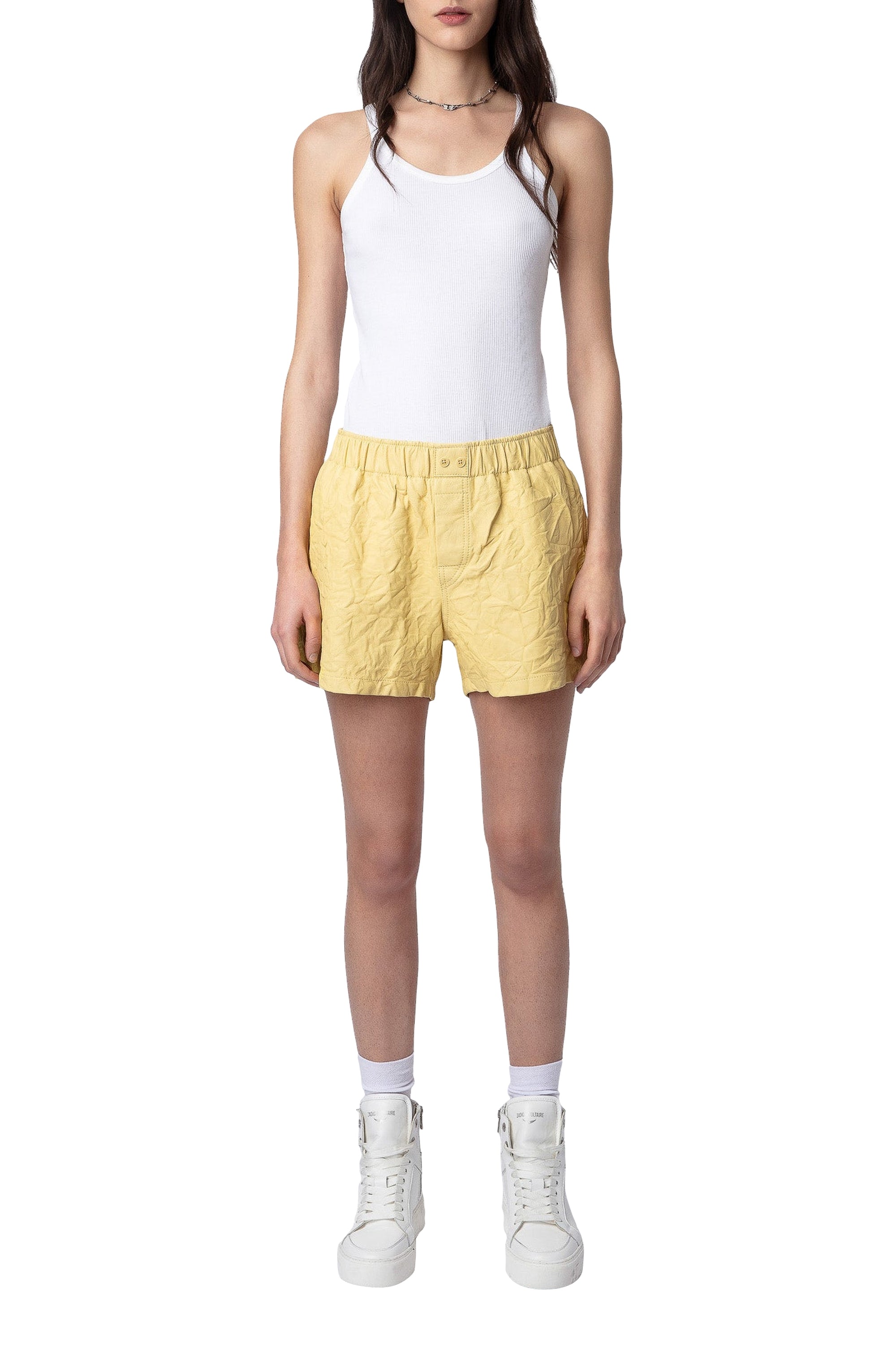Pax Wrinkle Leather Shorts - Shea