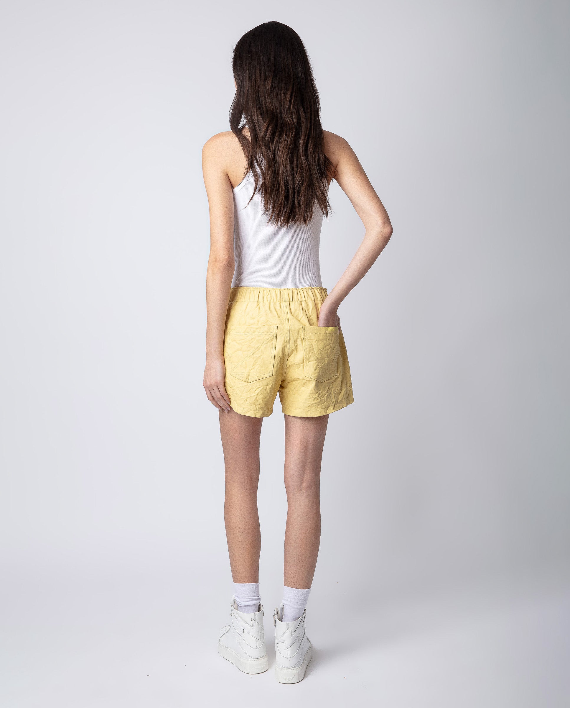 Pax Wrinkle Leather Shorts - Shea