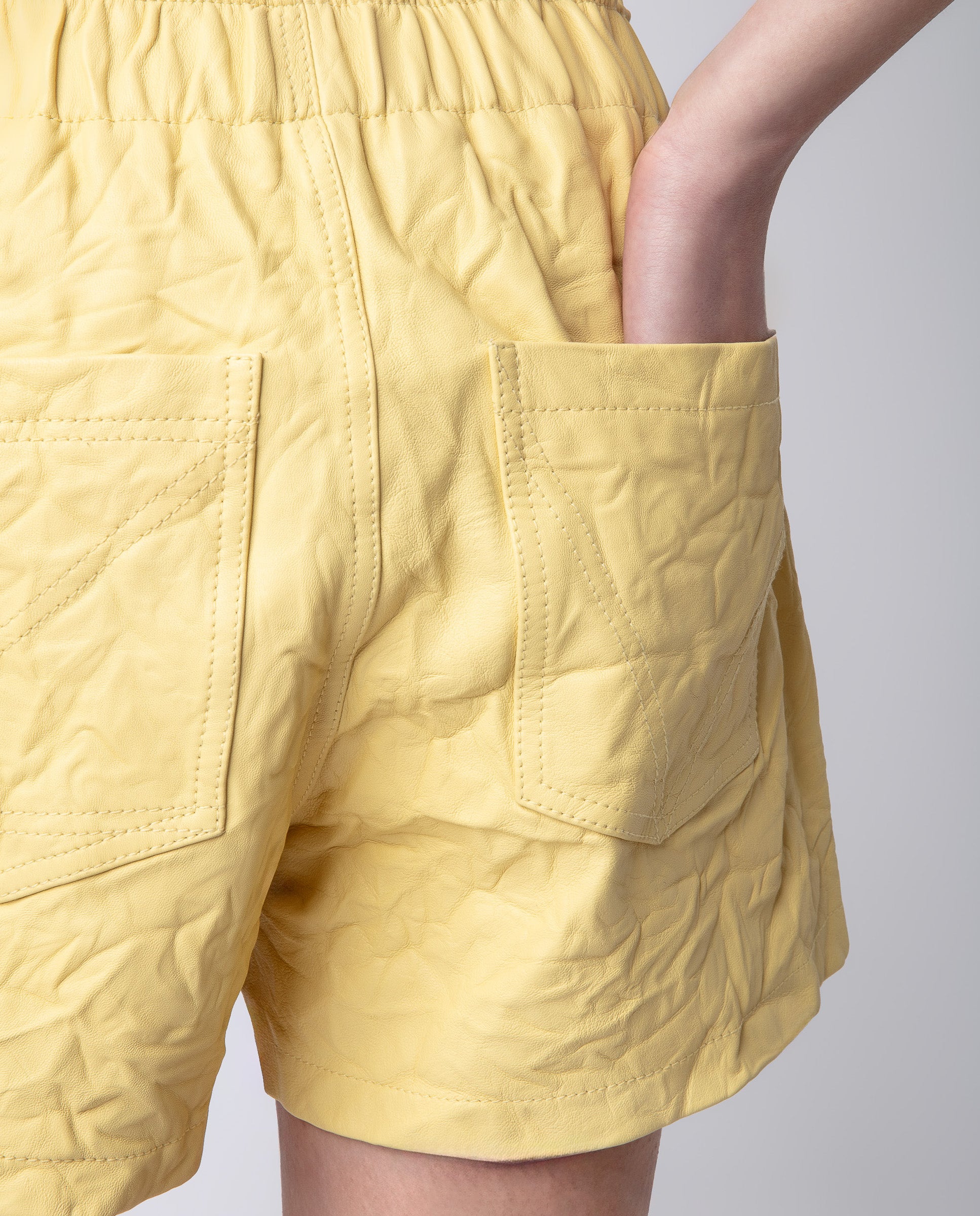Pax Wrinkle Leather Shorts - Shea