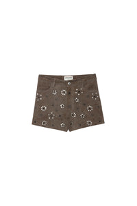 Short Scott Daim froissé en cuir - Gris