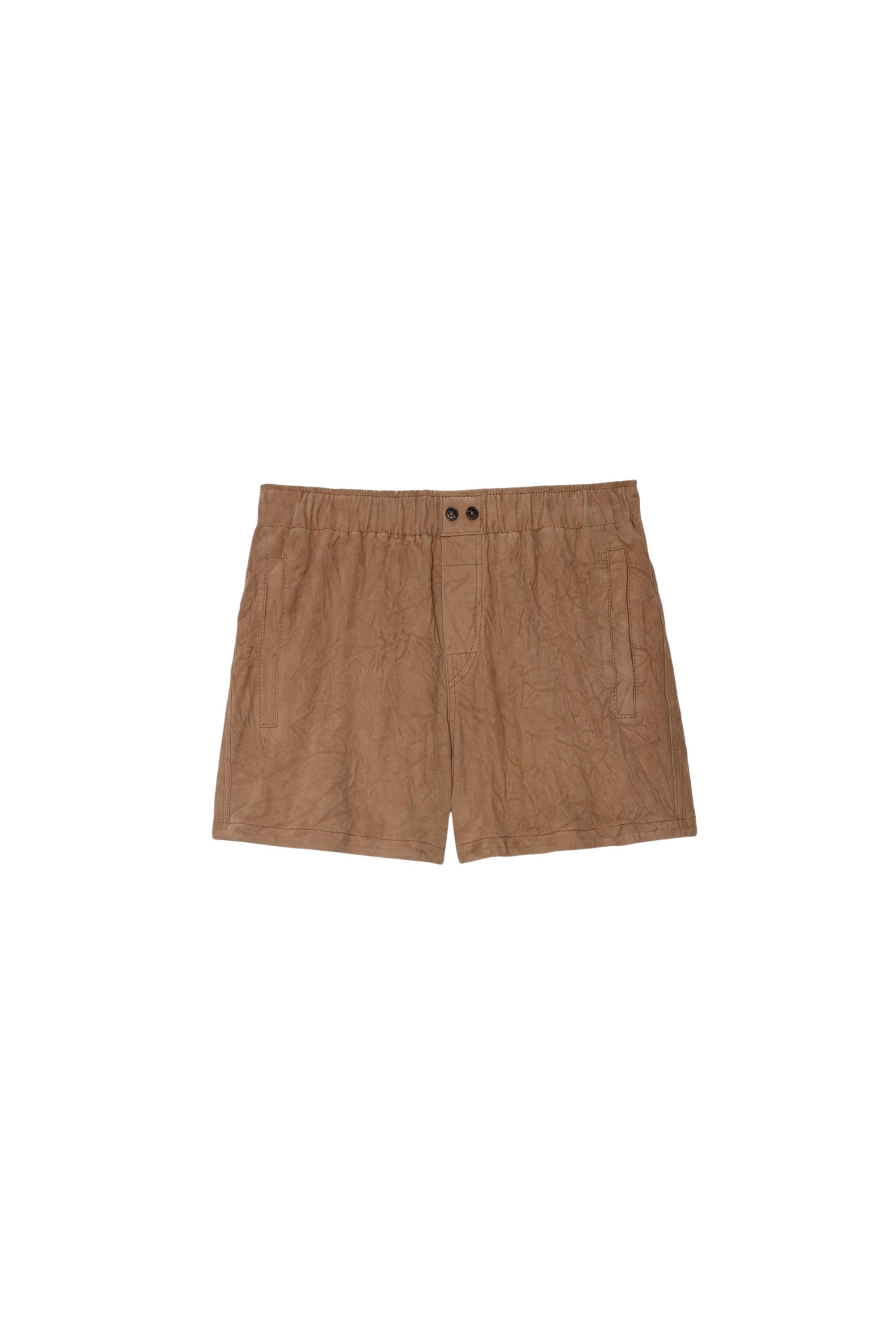 Short Paxi Daim Froissé en cuir - Cognac