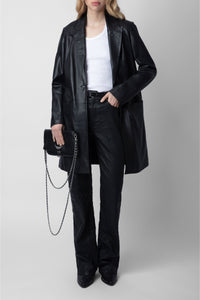 Manteau Monarque en cuir - Noir
