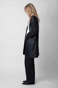 Manteau Monarque en cuir - Noir