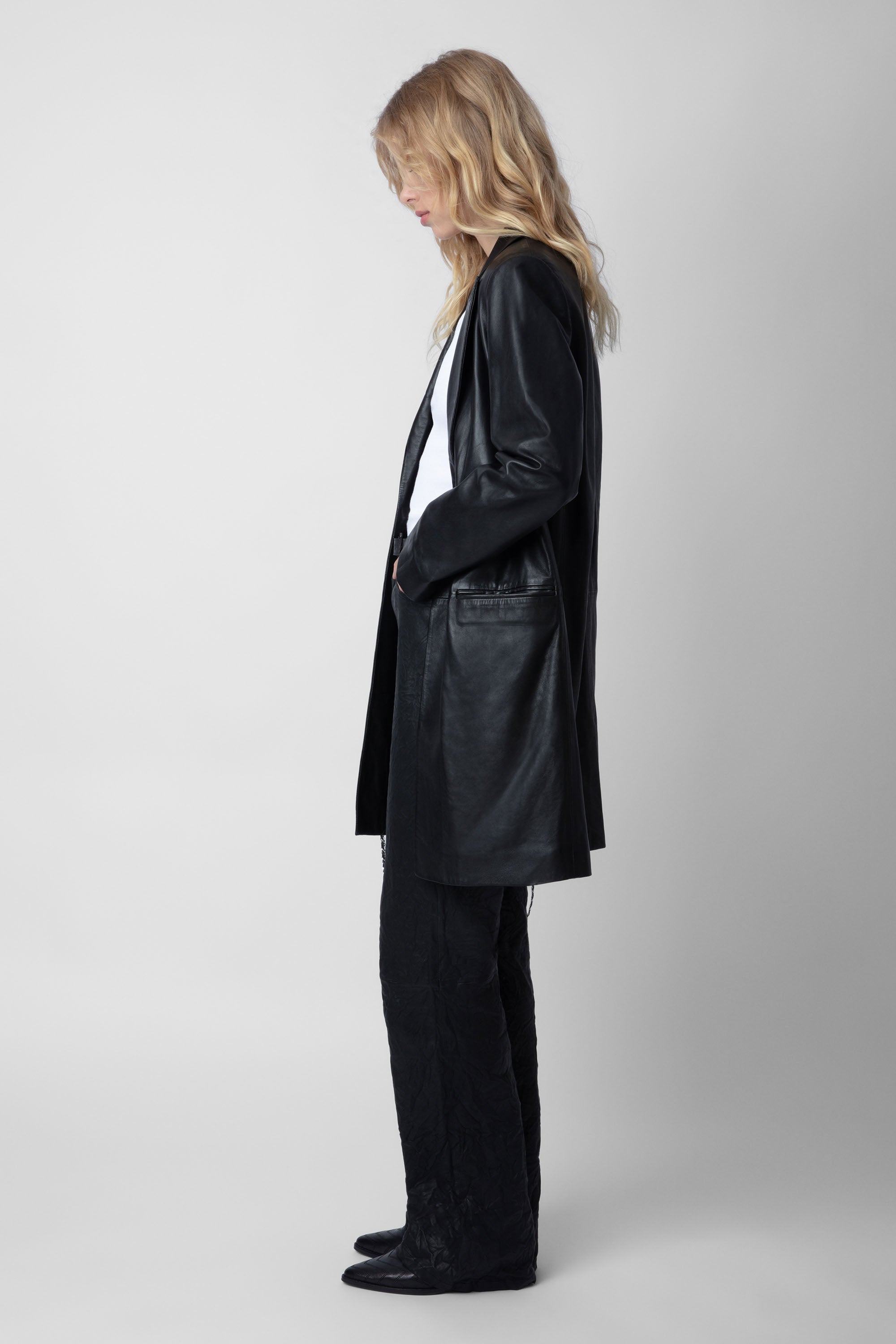 Manteau Monarque en cuir - Noir