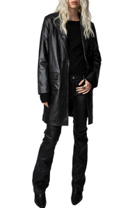 Manteau Monarque en cuir - Noir