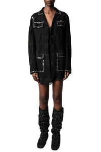 Veste Lala Daim Studs en cuir - Noir