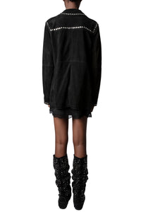 Veste Lala Daim Studs en cuir - Noir