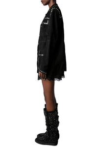 Veste Lala Daim Studs en cuir - Noir
