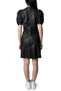 Robe Rixe en cuir froissé - Noir