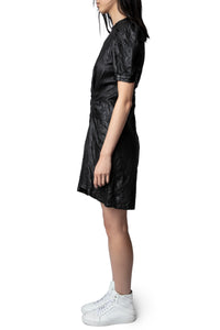 Robe Rixe en cuir froissé - Noir