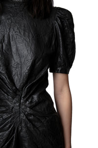 Robe Rixe en cuir froissé - Noir