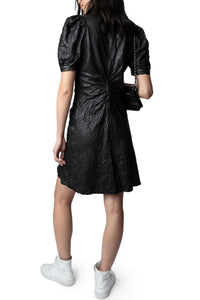 Robe Rixe en cuir froissé - Noir