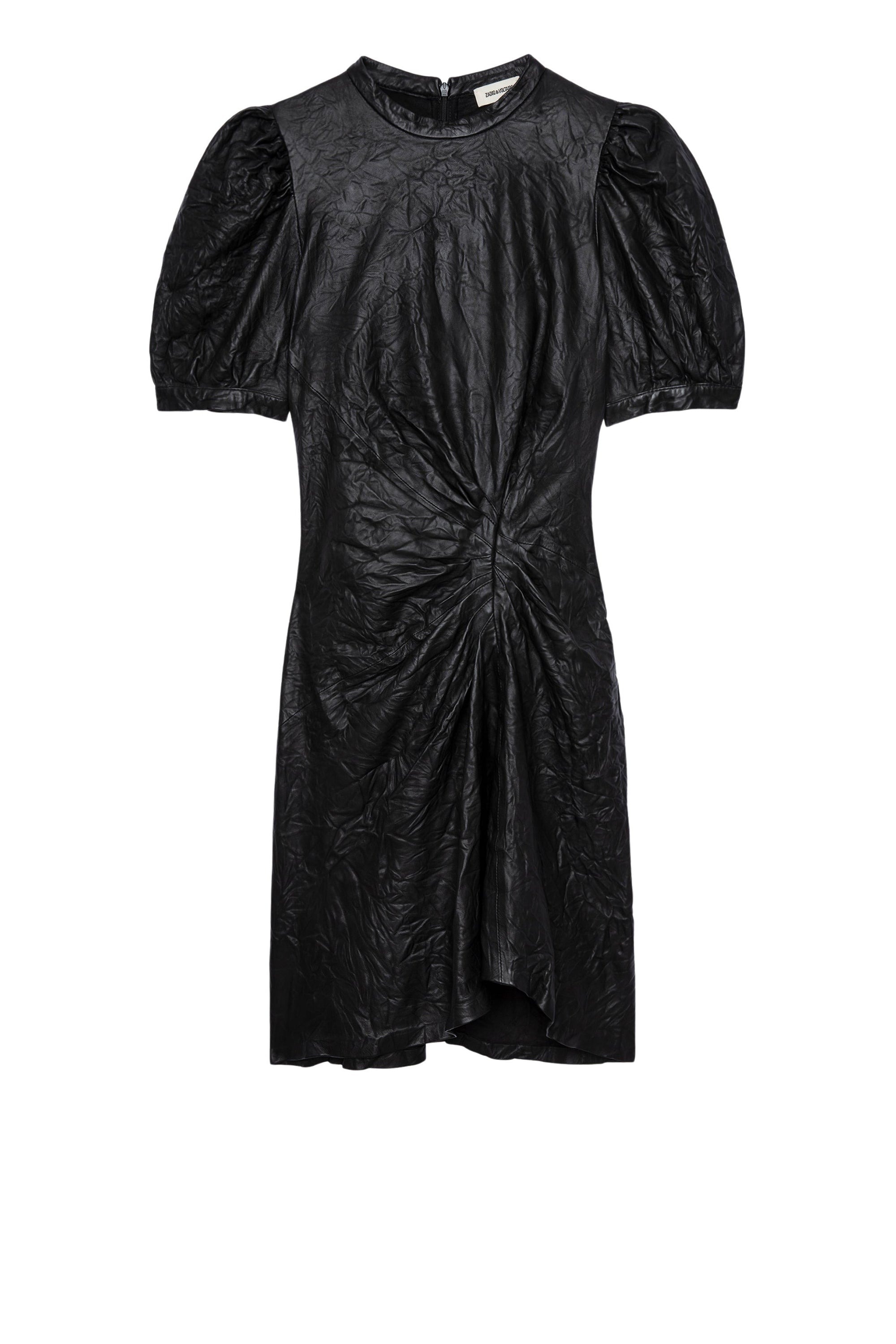 Robe Rixe en cuir froissé - Noir