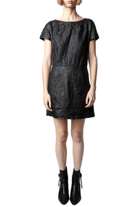 Robe Rexa en cuir froissé - Noir
