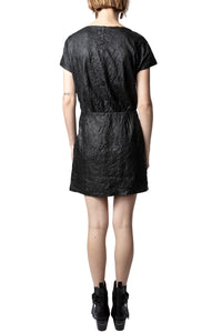 Robe Rexa en cuir froissé - Noir