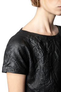 Robe Rexa en cuir froissé - Noir
