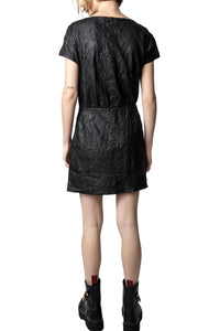 Robe Rexa en cuir froissé - Noir