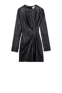Rixina dress in crinkled leather - Black
