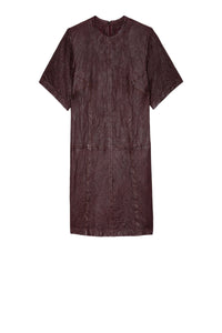 Riddy dress in crinkled leather - Chocolate