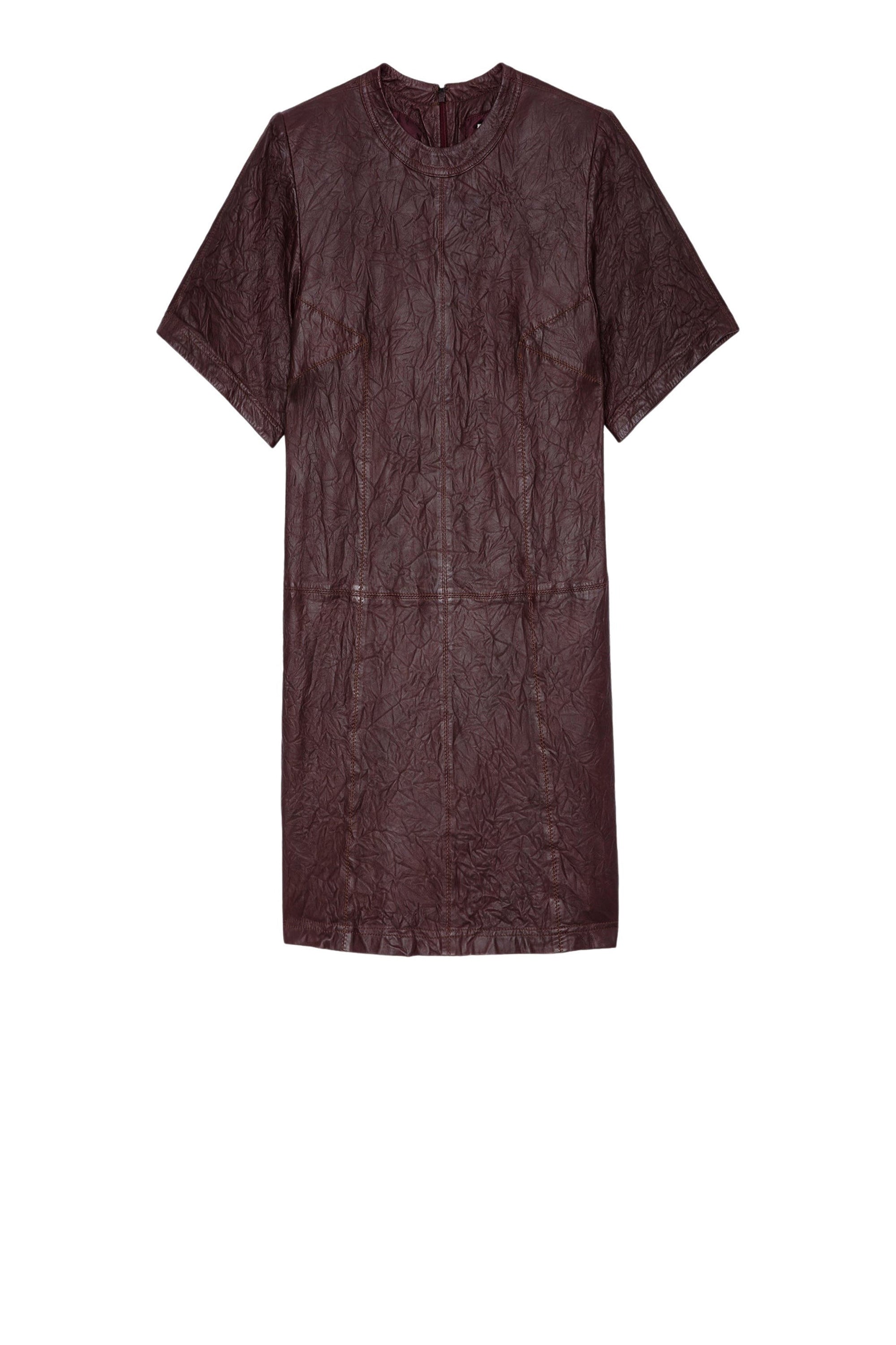 Riddy dress in crinkled leather - Chocolate