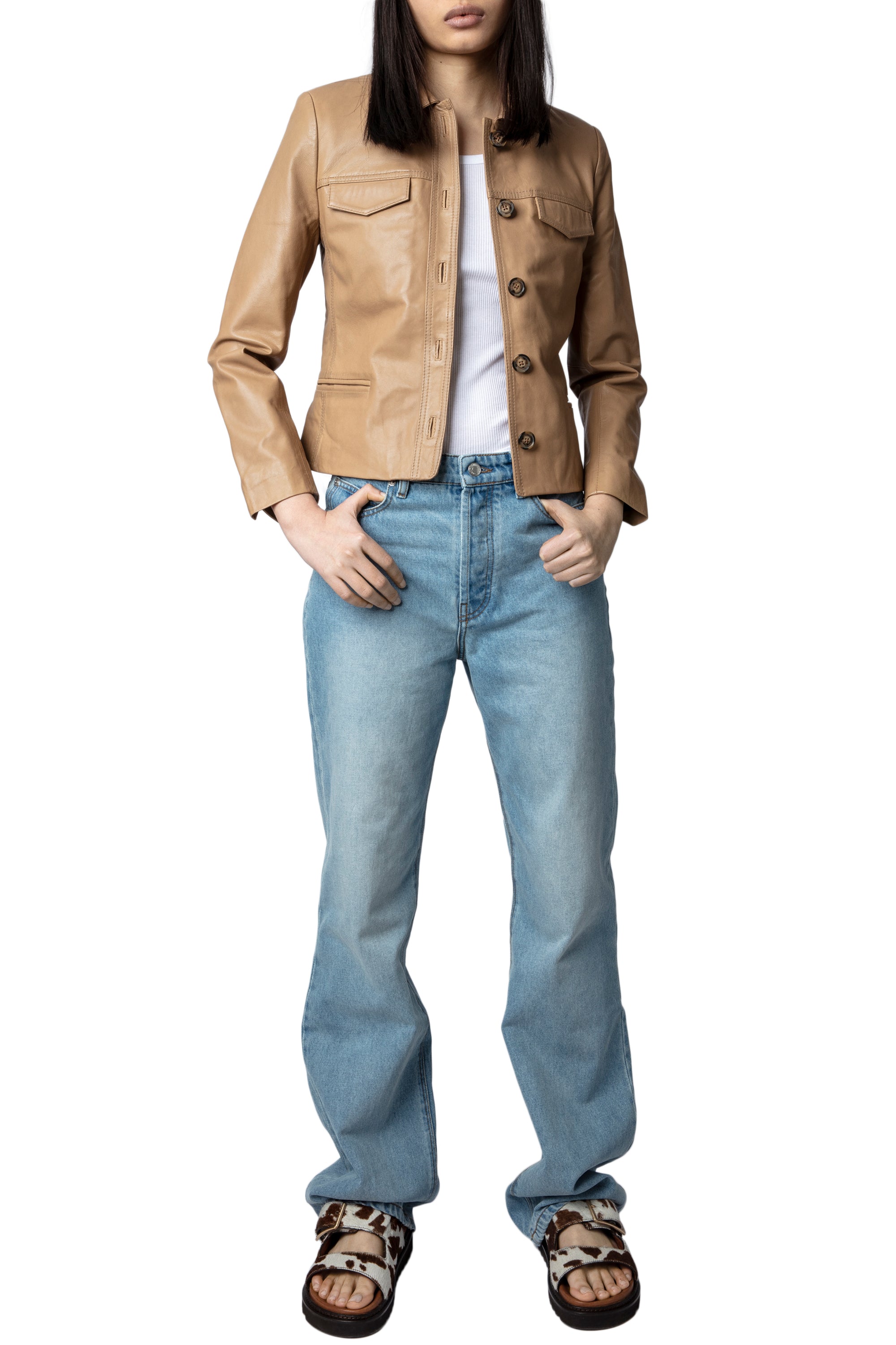 Blouson Liam en cuir - Cognac
