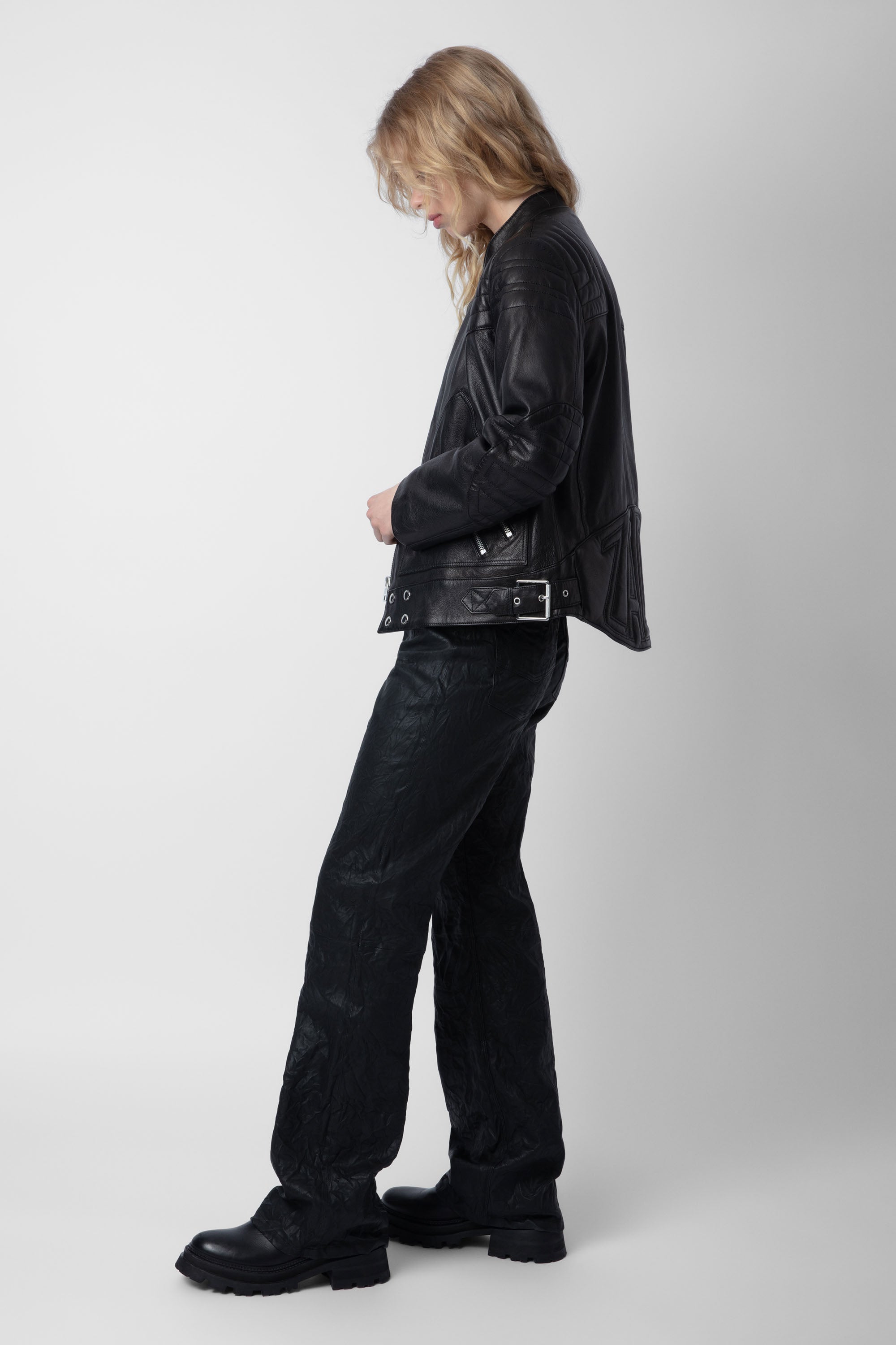 Blouson Liliam en cuir - Noir