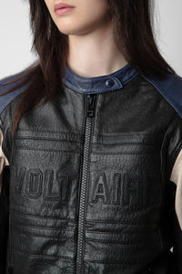 Blouson Late Biker en cuir - Noir