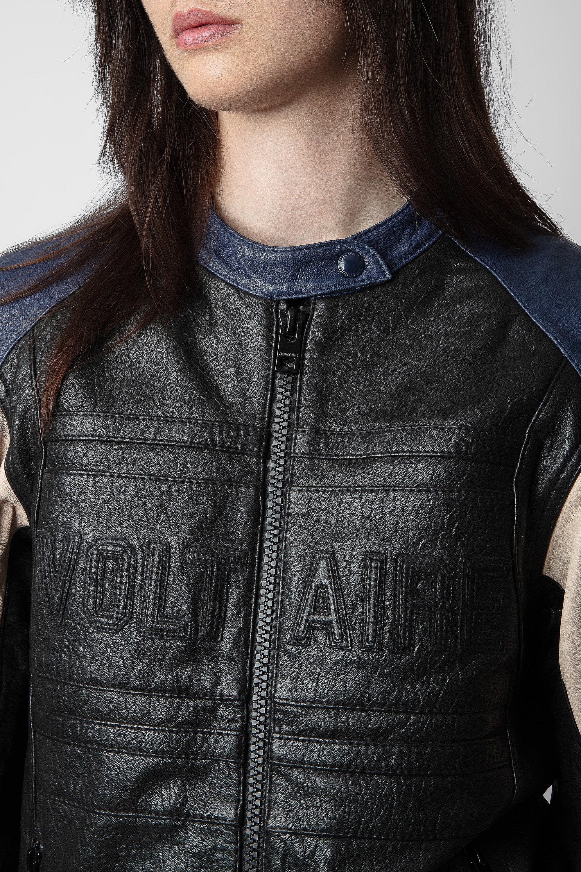 Blouson Late Biker en cuir - Noir