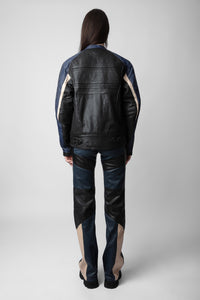 Blouson Late Biker en cuir - Noir
