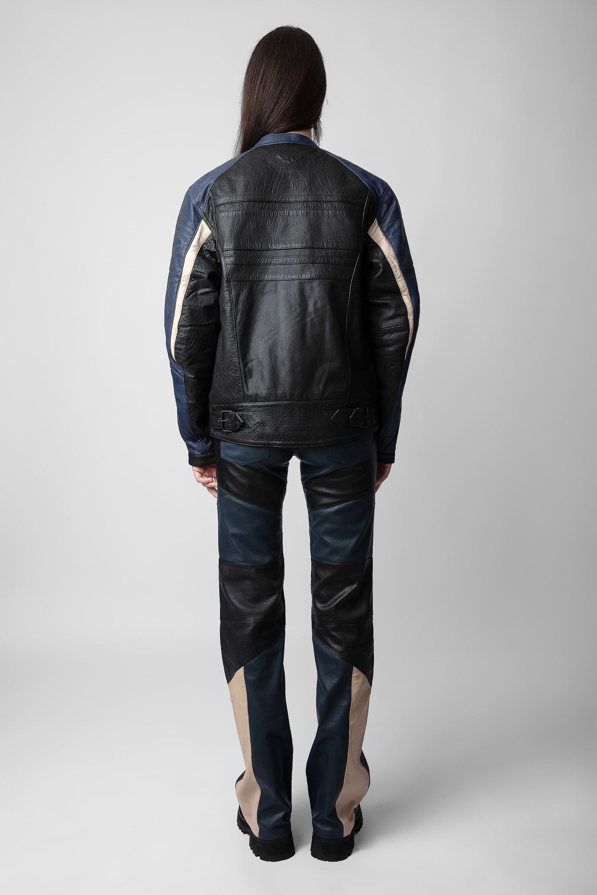 Blouson Late Biker en cuir - Noir