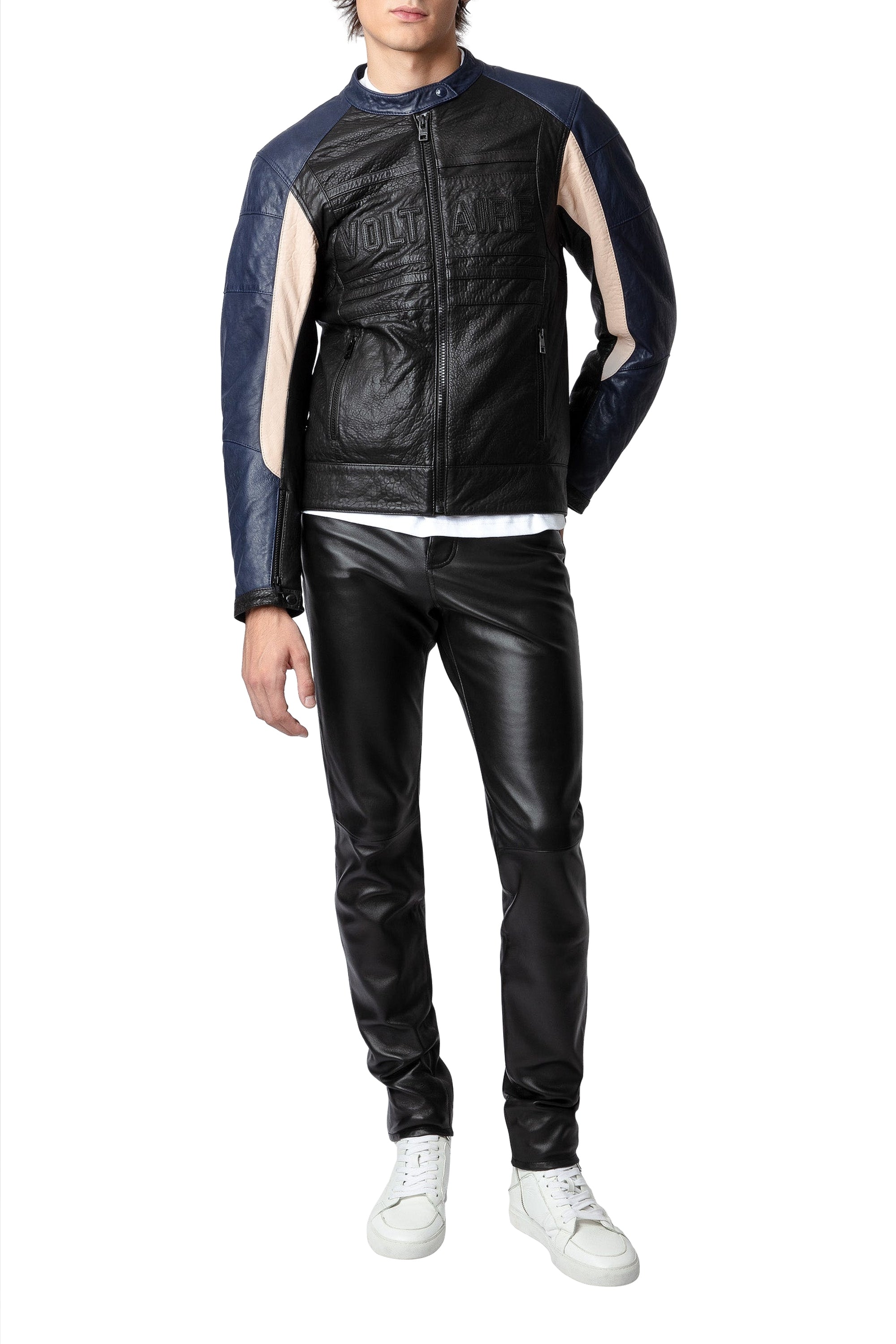 Blouson Late Biker en cuir - Noir