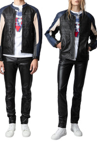Blouson Late Biker en cuir - Noir