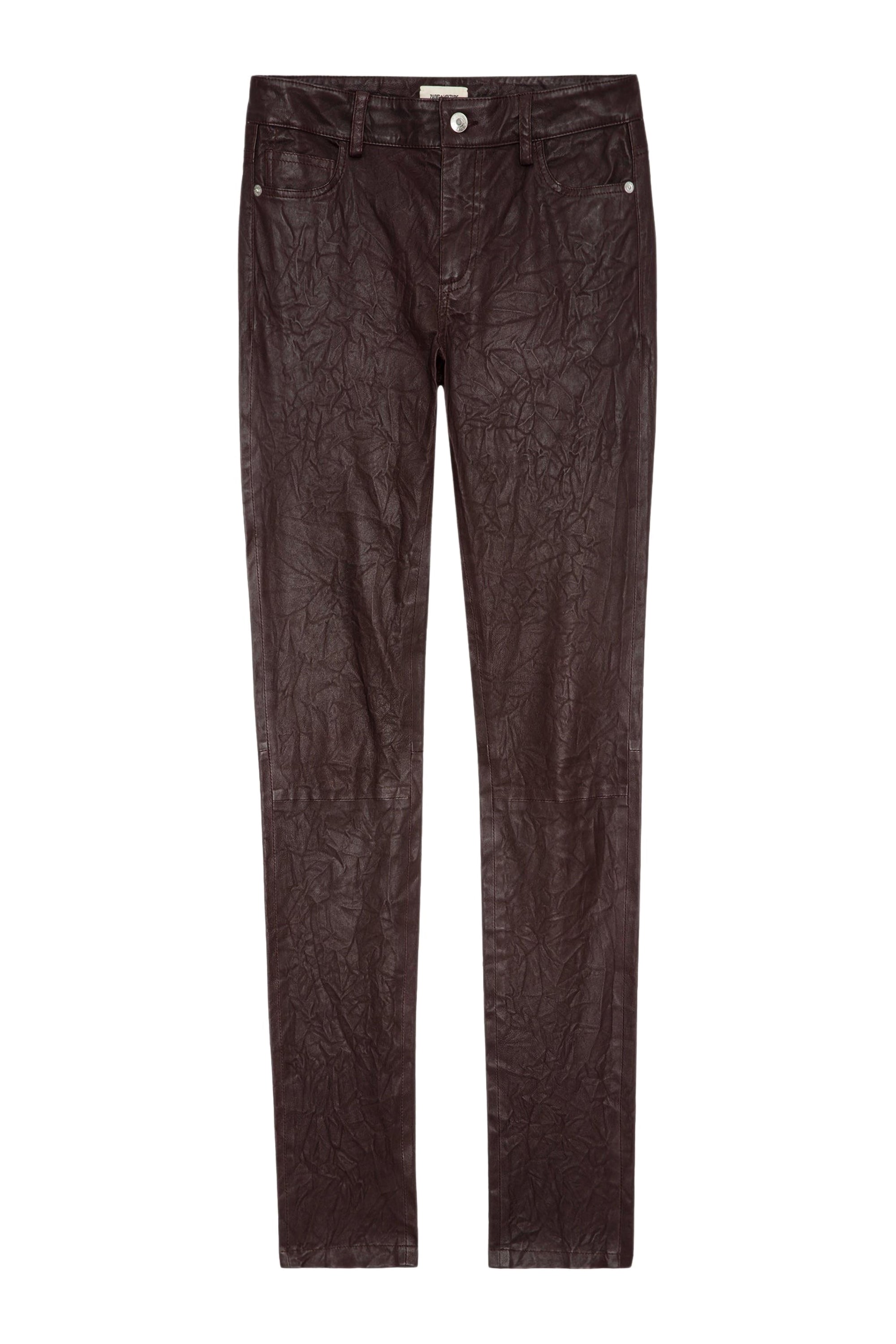 Phlame trousers in crumpled leather - Chocolate